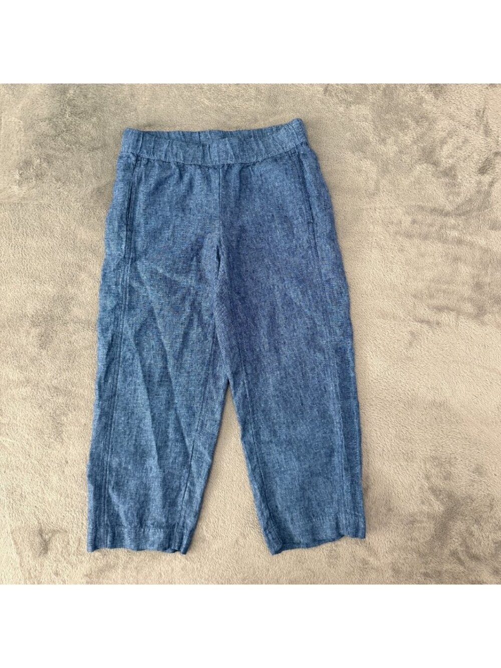 Pure Jill J JIll Blue Love Linen Pull On Cropped Pants Womens XS Petite XSP